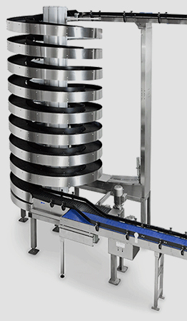Tall Ryson Stainless Steel Mass-Flow Spiral Conveyor