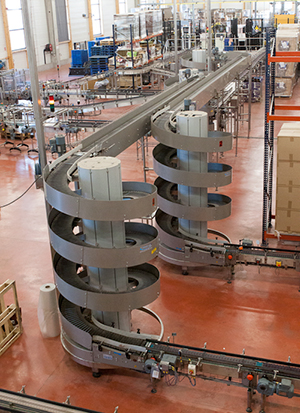 Ryson Spiral Conveyors in Packaging Line